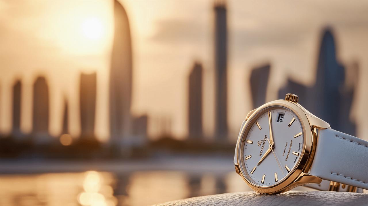 Montre ABU DHABI Blanc/Or : L’essence du design minimaliste moyen-oriental